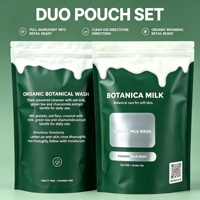 Sachet Doypack Personnalisé Imperméable Vert Mat avec Fermeture Éclair, Design Anti-Goutte, pour Emballage de Recharge de Produits de Soin Bio et Gel Douche