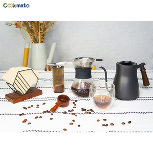 Filters, <strong>Dripper</strong>, Serving, Grinder, Scale with Timer, Wooden Kettle Double Walled Glass Cup <strong>V60</strong> Drip Coffee Maker Set - Product Image 3