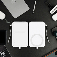 Batterie externe portable haute capacité 10000mAh avec chargeur sans fil magnétique puissant, support et cordon