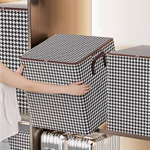 Houndstooth Clothing Organizer Storage Box Rectangle Wardrobe Bedroom Use - Product Image 1