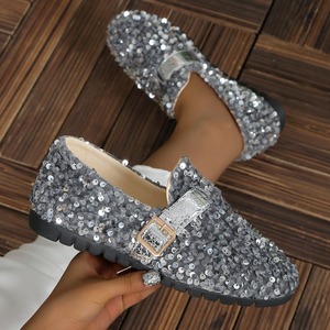 Sequin unique chaussure femmes printemps grande taille bouche peu profonde pointu plat chaussures pour femmes en gros - Product Image 4