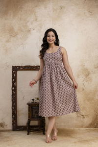 Kurta Étnica Elegante para Mujer, Color Rosa Polvoriento, con Mangas Abullonadas, Encaje, Cintura Natural, Bordado de Lentejuelas en el Cuello, para Fiestas y Uso Diario - Product Image 6