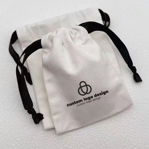 Pochette à cordon personnalisée avec logo imprimé, recyclable, petite, en coton écologique, pour bijoux, sac anti-poussière - Product Image 3
