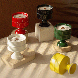 Bougie d'aromathérapie artisanale en cire <span class=keywords><strong>de</strong></span> soja, dans un pot en céramique à <span class=keywords><strong>pied</strong></span> haut, au design moderne, longue durée, pour la maison et la chambre, idéale pour les fêtes <span class=keywords><strong>de</strong></span> Diwali - Product Image 2
