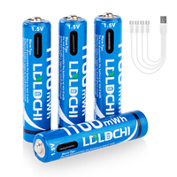 Batterie Li-ion rechargeable USB 1,5 V AAA 1100 mWh, cellules à faible autodécharge longue durée pour jouets et télécommandes