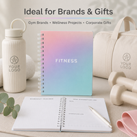 Carnet de fitness personnalisé à spirale, couverture dégradée rose, bleu, menthe, suivi d'entraînement, repas, hydratation, humeur, OEM ODM en gros