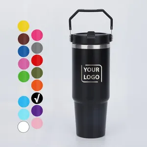 Double walled 30 Oz Blank Vacuum insulated Stainless steel Tumblers vacuum insulation Travel Coffee mug With Handle