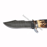 Couteau à lame fixe Damas, couteau de chasse et de bushcraft EDC forgé à la main