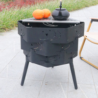 Ensemble de meubles de jardin d'extérieur portables à 3 couches paquet plat cheminée de table de foyer en fer pour Camping BBQ Patio ou camping