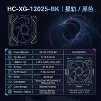 Ventilador de PC Negro de 120 mm con Rodamiento Hidráulico de 9 Aspas, Almohadillas de Silicona en las Esquinas, Mini Conector de 4 Pines de Doble Cabezal + Cables ARGB de Doble Cabezal