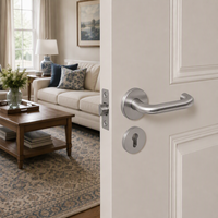 Poignée de porte tubulaire en acier inoxydable de haute qualité avec serrure à levier, rosette séparée, serrure pour porte coupe-feu pour hôtel, porte intérieure en bois