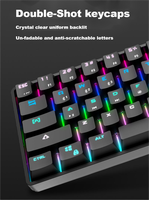 Keyboard Gaming portabel dengan kabel dan nirkabel, keyboard Mekanikal Rgb backlit MINI ukuran Ringkas