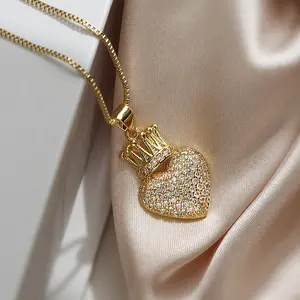 Collana di alta qualità da donna in ottone con corona d'amore per clavicola a catena in metallo Hip Hop ciondolo collana gioielli