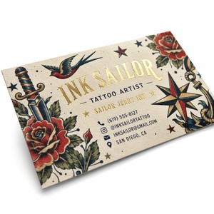 Tarjetas de Visita Personalizadas con Estampado en Caliente, Papel Recubierto a Todo Color para Abogados, Carpinteros, Artistas del Tatuaje, Maestros de Té - Product Image 3