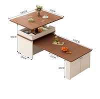 Table basse relevable de style mid-century, armoire latérale mobile convertible et extensible, mini table d'appoint multifonctionnelle à roulettes