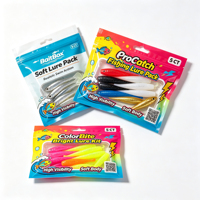 Sacs personnalisés imprimés en plastique souple pour leurres de pêche, emballage d'appâts avec fenêtre transparente, pochette refermable en aluminium