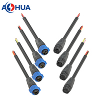 Cable de Alimentación AHUA DC K20 de 2 Pines, Moldeado, Macho y Hembra, IP68, Cable de Extensión, Conectores de Cableado para Baterías