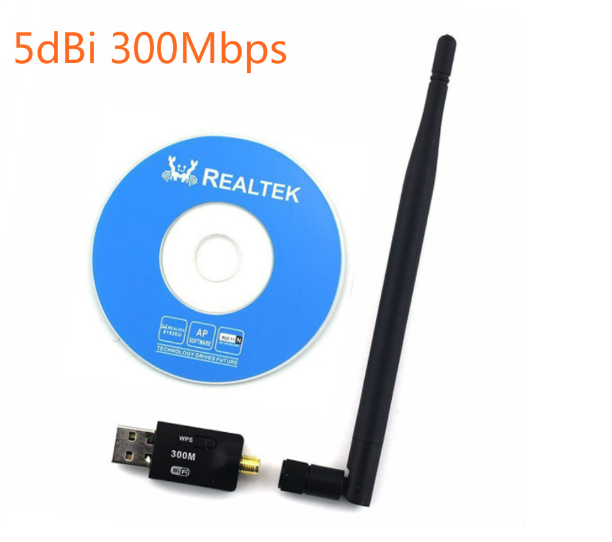 300Mbps 5dBi External Antenna 802.11n USB WiFi Card Adapter