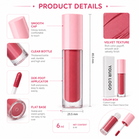 Baume à lèvres mat velours 18 teintes, waterproof, teinte pour lèvres et joues longue tenue 6ml, logo personnalisé OEM