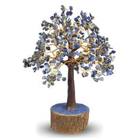 Arbre de vie en pierre de lapis-lazuli bleu avec fil doré, arbre de cristal Feng Shui, décoration de maison, ornement de bureau