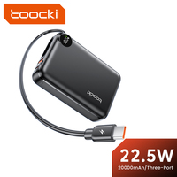 Toocki Mini banque d'alimentation haute capacité 20000mAh avec câble intégré Banque d'alimentation à affichage numérique pour la charge mobile en voyage