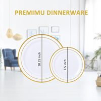 Assiettes de Fête Jetables en Plastique de 7,5 et 10,25 Pouces avec Bord Doré Premium pour Mariages