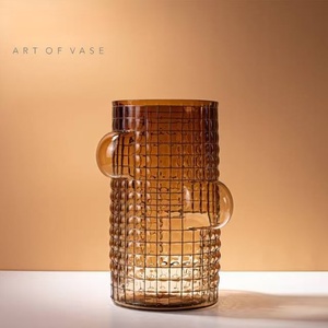 Vase en verre artisanal minimaliste moderne, vase décoratif artistique de luxe pour centre de table de maison moderne - Product Image 6