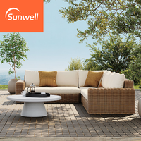 Ensembles de meubles de balcon d'extérieur, canapé modulaire en forme de L, sectionnel, en rotin PE, aluminium, imperméable, salon moderne, jardin, patio