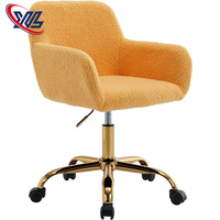 Chaise de bureau blanche ajustable de haute qualité Chaise de coiffeuse en fausse fourrure Chaise pivotante à cadre en métal