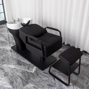 Sillón de Peluquería con Lavabo de Cerámica, Diseño Moderno en Cuero PU, Estructura de Acero Inoxidable, Muebles Comerciales para Salón de Belleza - Product Image 5