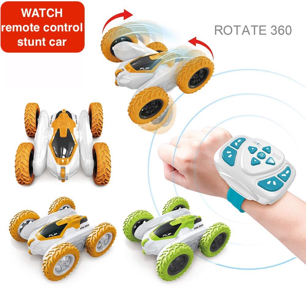 Amazon best seller 2.4G RC Stunt Car Rolling Watch Remote Control double sized Car With light