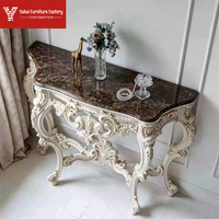 Table d'entrée en marbre de style rococo français, table sculptée en bois massif de style cour européenne, table de vue pour entrée de villa