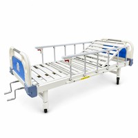 Lit médical manuel à 2 manivelles, tête en ABS, rail complet en alliage d'aluminium, 6 poteaux en acier inoxydable, anti-pincement rétractable, 170 kg