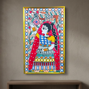 Pintura Madhubani Mithila de Bihar en Metal 3D Hecha a Mano, Arte Folclórico Jharkandí Auténtico para Decoración del Hogar 640 - Product Image 4