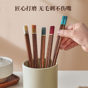 Jade Wooden Chopsticks Round Solid Color For Couples Families Individuals - Product Image 5