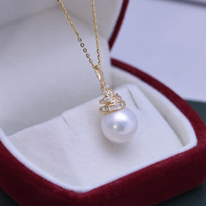 Collier pendentif en perle d'eau douce de 11-12 mm, blanc, forte luminosité, faibles défauts, chaîne claviculaire en argent S925, édition coréenne pour femme - Product Image 2