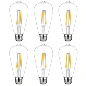 Paquete de 6 Bombillas LED Edison ST19 DB, 7W, 800LM, 2700K, Blanco Cálido, E26, Regulables, Estilo Filamento de PC, Vida Útil de 25000H, AC 110V, Residenciales - Product Image 1