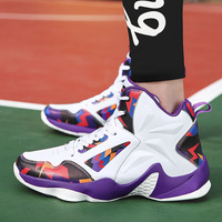 Chaussures de basketball de style sportif pour adolescents, avec empeigne en cuir, design montant et semelles antidérapantes