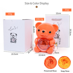 Bright Orange 360 Degree Rotating Hug Bear Rose Jewelry Box Flip Surprise Ring Box for Engagement Wedding Birthday Summer Gifts - Product Image 3