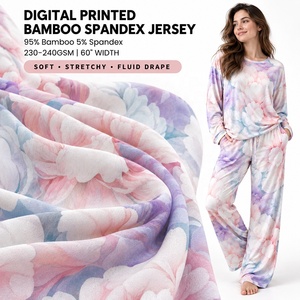 Tela de Punto de Fibra de Bambú con Impresión Digital Personalizada, Material Transpirable con Spandex para Ropa de Bebés y Niños, OEM y ODM - Product Image 1