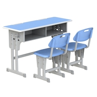 Ensemble table et chaise double en fer, moderne, réglable, durable et confortable, idéal pour l'école, les étudiants, la maison et le bureau – Vente directe usine
