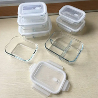 Contenants de préparation de repas en verre sans BPA, hermétiques, adaptés au congélateur et au four, ensemble de boîtes à lunch bento avec couvercles verrouillables