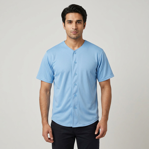Hot Sale Polyester Mesh Lightweight Breathable Quick Dry Baseball Jersey Short Sleeve Button Placket Custom Baseball Jersey - Product Image 1