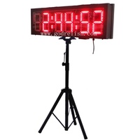Horloge de chronométrage de course à LED double face BestLED, 6 pouces, format HHMMSS, trépied, rouge, IP64, étanche, alimentée par batterie