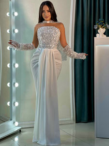 MD50081 Nuovo Semplice Abito <span class=keywords><strong>da</strong></span> Sera <span class=keywords><strong>da</strong></span> Festa in Pizzo per <span class=keywords><strong>Donna</strong></span> Elegante Abito <span class=keywords><strong>da</strong></span> Sposa con Guanti Taglie Forti - Product Image 6