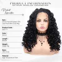 Perruque Lace Front Bouclée Ondulée Noire de 24 Pouces, Effet Vague d'Eau, Vente en Gros, Très Populaire en Afrique, en Europe et en Amérique