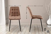 Ensemble de 2 chaises de salle à manger modernes en velours marron, design ergonomique, pieds en métal robustes avec protections pour le sol, pour la maison et le café