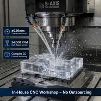 Boîtier de palier à bloc fendu en PMMA acrylique transparent usiné CNC de précision sur mesure, tolérance 0,005, pièces OEM ODM