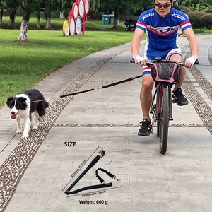 Correa de adiestramiento para perros de alta resistencia para ciclismo al aire libre, con varilla de acero desmontable y extensor de correa para bicicleta con amortiguador elástico para mascotas activas - Product Image 1