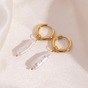 أقراط ذهبية جديدة أقراط متدلية لؤلؤ المياه العذبة مجموعة أقراط لؤلؤ باروك غير منتظمة مجوهرات لؤلؤ للنساء إكسسوارات بيان عصرية - Product Image 4